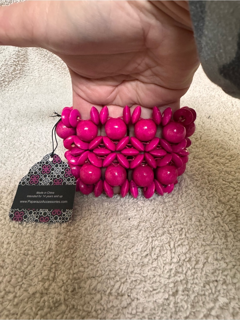 Paparazzi Vibrant Fuchsia Beaded Stretch Bracelet